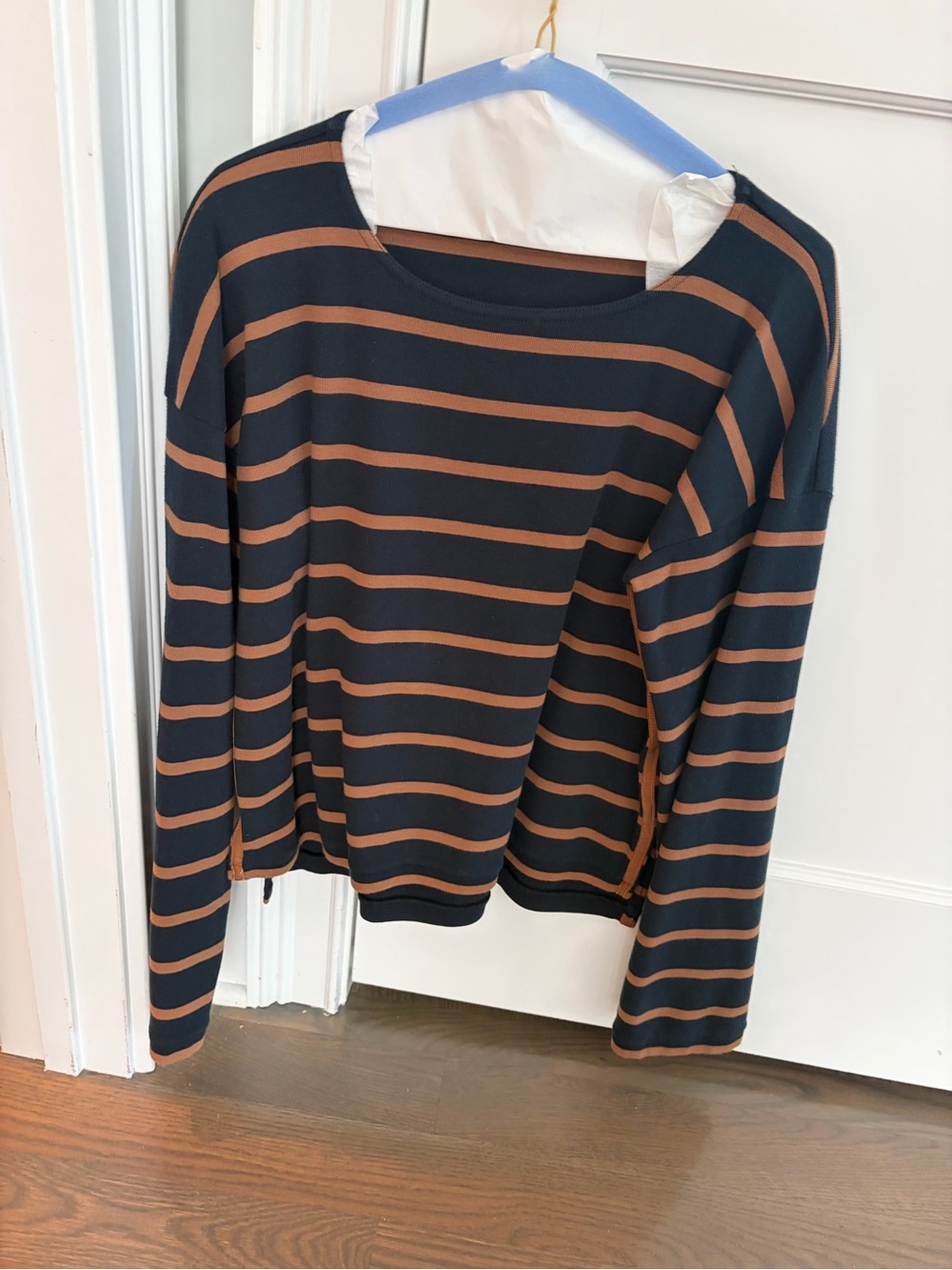 La Ligne Navy and Camel Striped Top